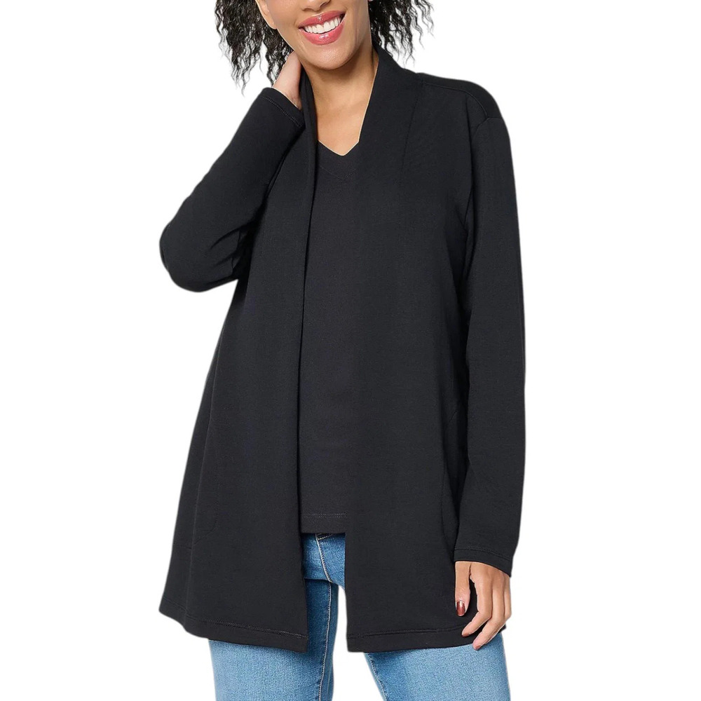 Brandis Women's Dress Out Loud Acquitted Duster Cardigan Black - Petite